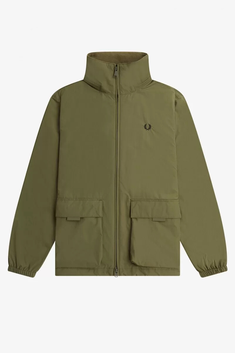 chaqueta fred perry con bolsillo de parche y cremallera para hombre color verde uniforme
