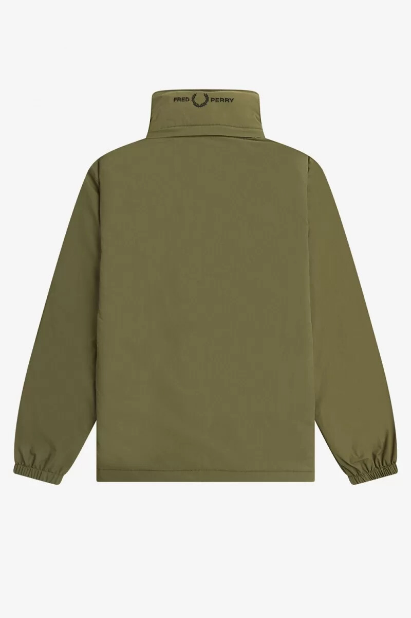 chaqueta fred perry con bolsillo de parche y cremallera para hombre color verde uniforme