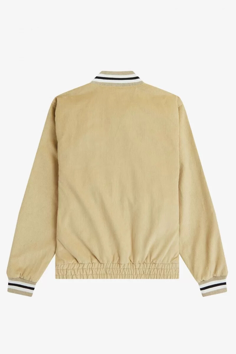 chaqueta bomber de tenis fred perry needlecord para hombre color piedra