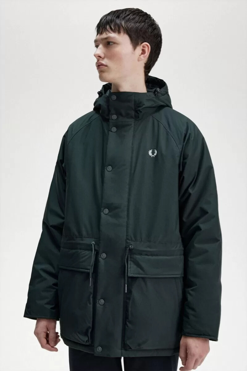 chaquetas acolchadas con cremallera fred perry para hombre verde noche