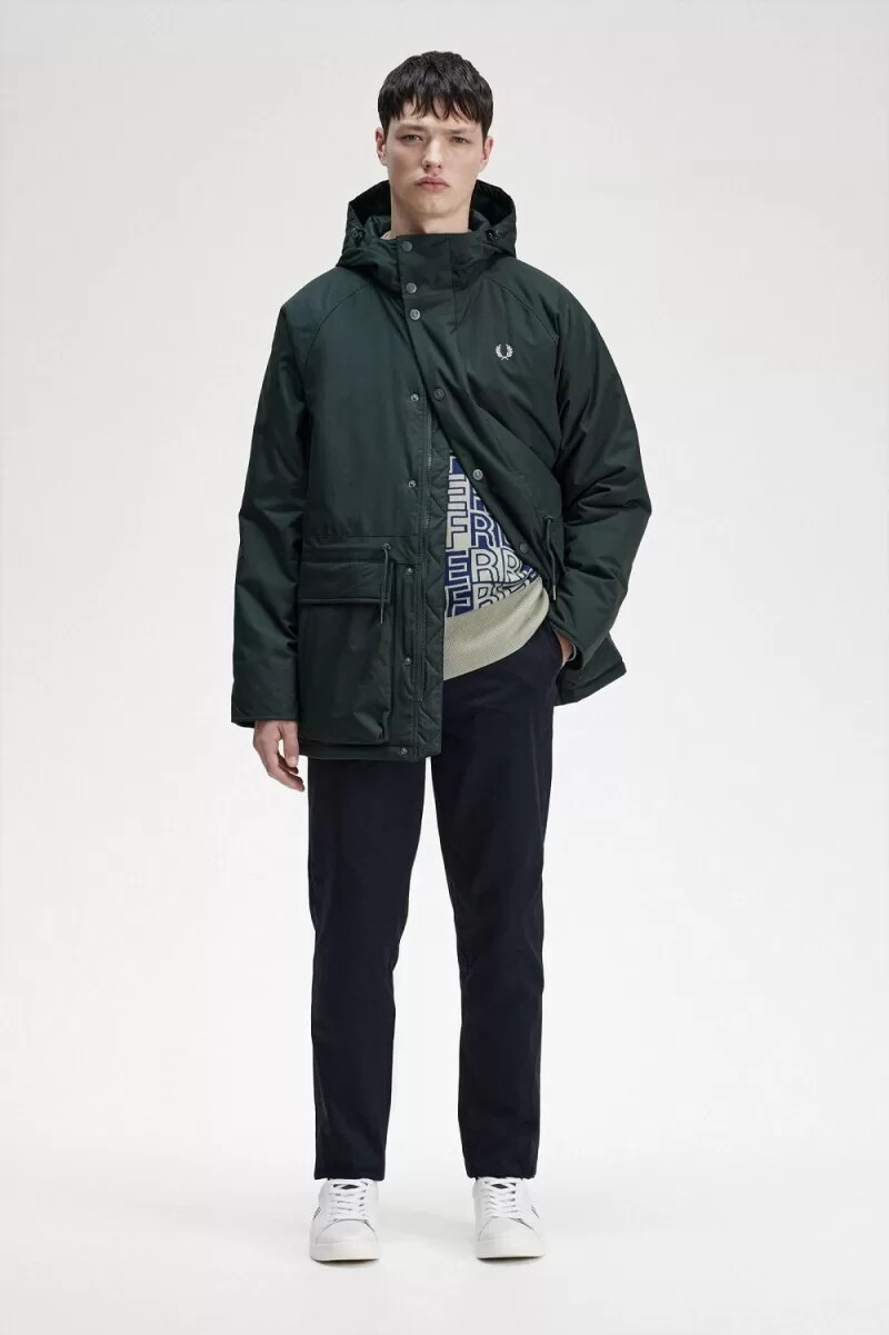 chaquetas acolchadas con cremallera fred perry para hombre verde noche