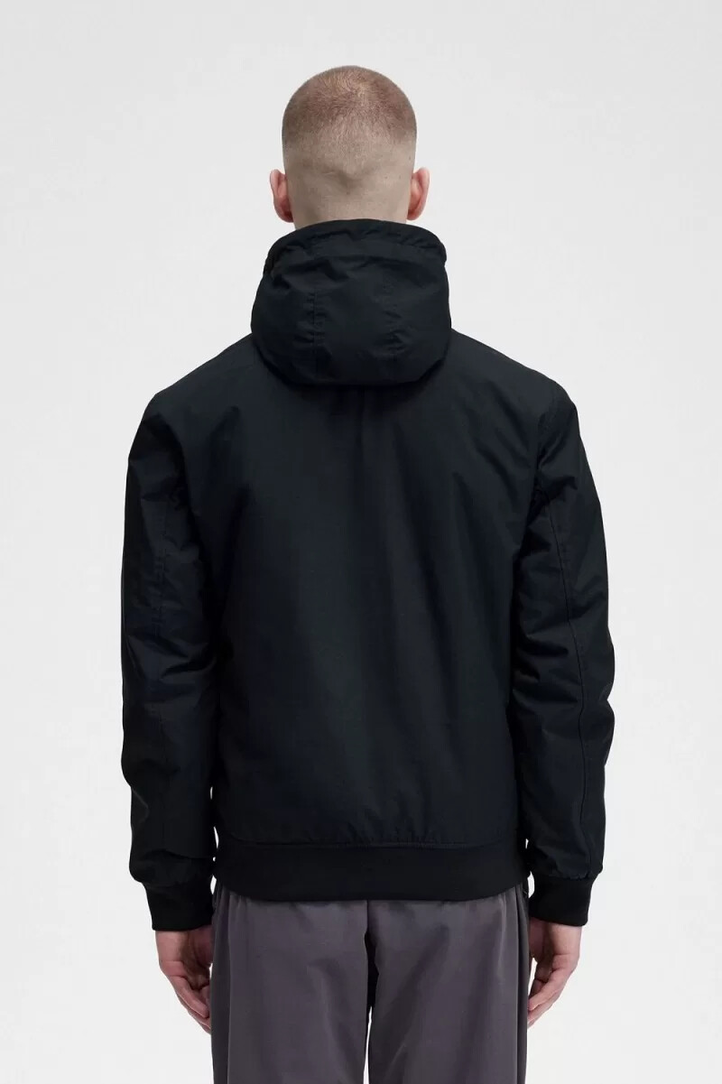 chaquetas fred perry brentham acolchadas con capucha para hombre color negro y metalizado