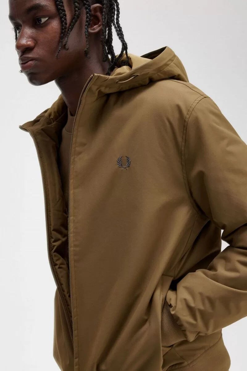 chaquetas fred perry acolchadas con capucha brentham para hombre en marrón