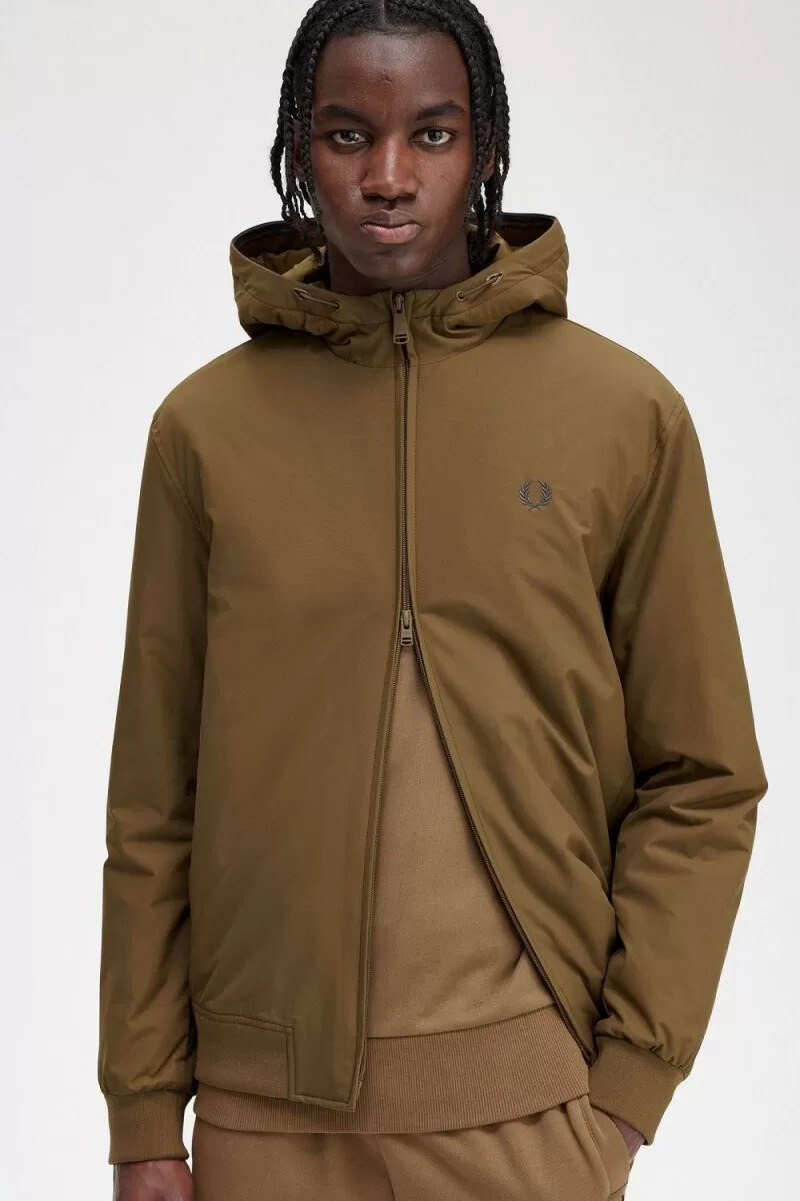 chaquetas fred perry acolchadas con capucha brentham para hombre en marrón
