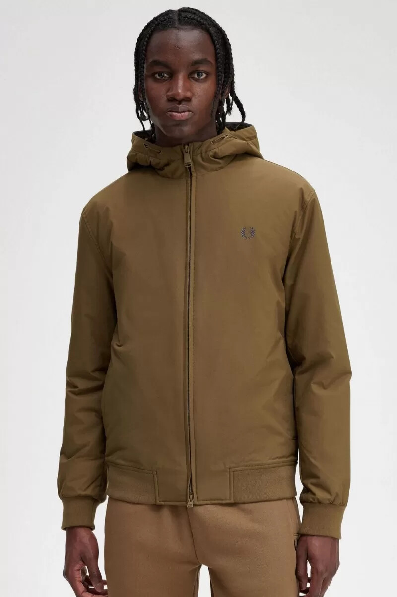 chaquetas fred perry acolchadas con capucha brentham para hombre en marrón