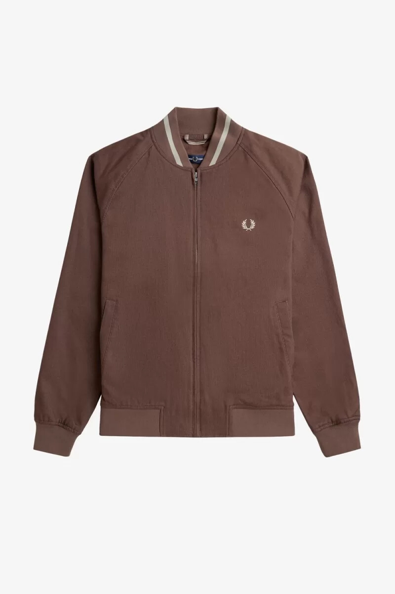 chaqueta bomber de tenis de pana fred perry para hombre color rojo oscuro