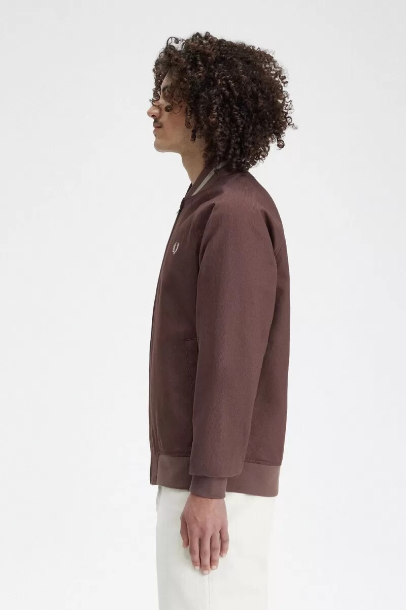 chaqueta bomber de tenis de pana fred perry para hombre color rojo oscuro