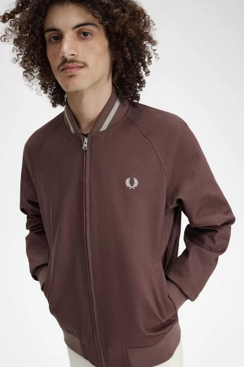 chaqueta bomber de tenis de pana fred perry para hombre color rojo oscuro