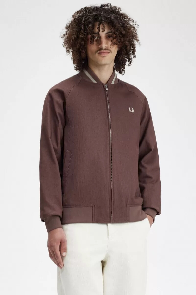 chaqueta bomber de tenis de pana fred perry para hombre color rojo oscuro