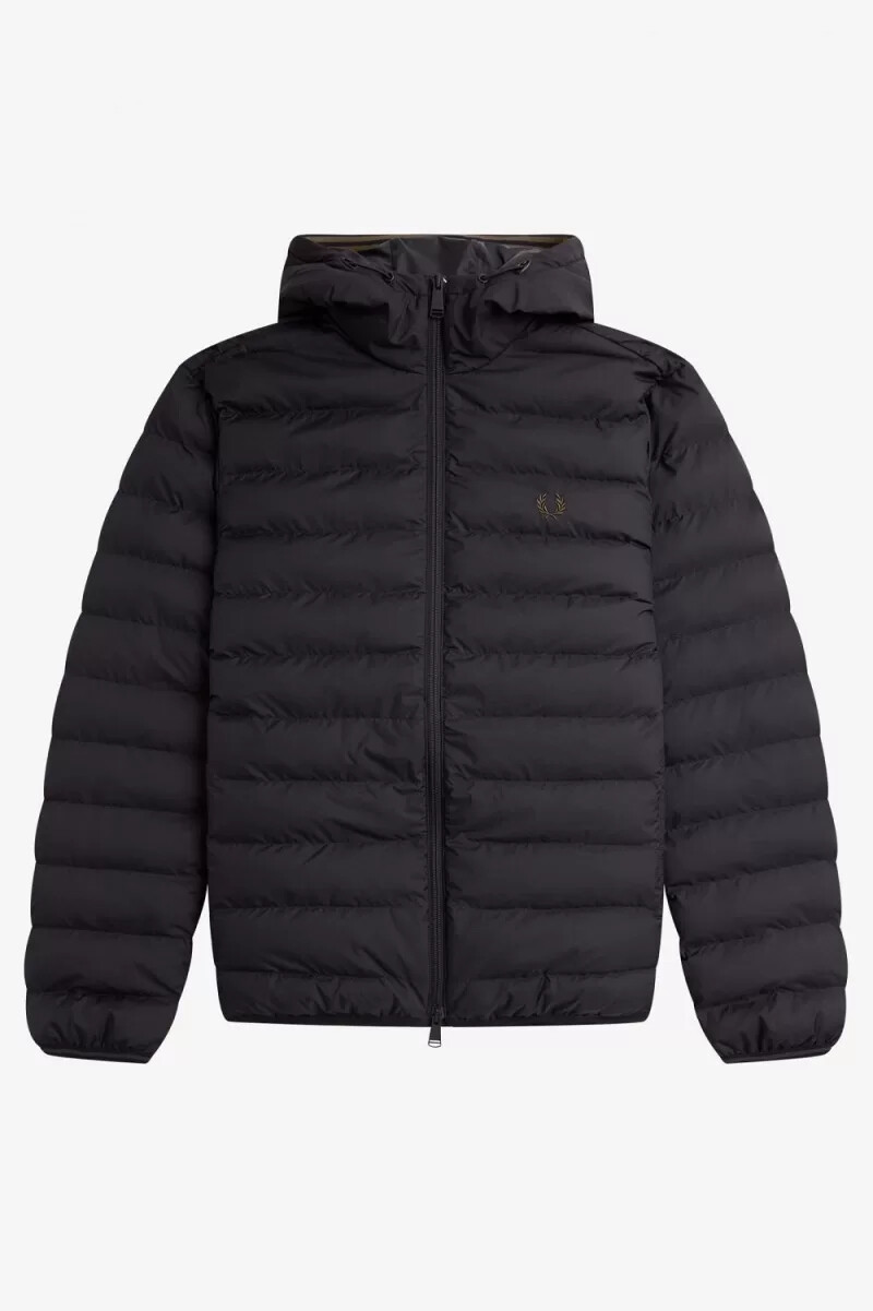 chaquetas con capucha y aislamiento fred perry para hombre color negro