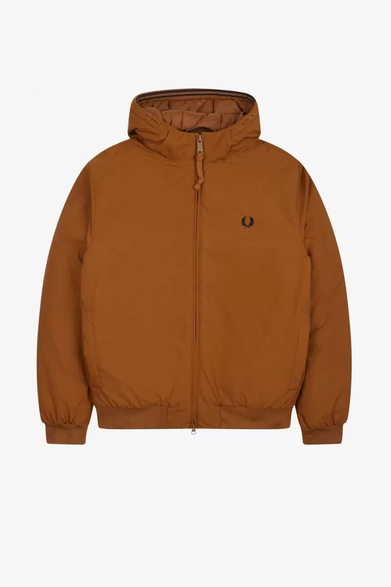 chaquetas fred perry acolchadas con capucha brentham para hombre color café oscuro