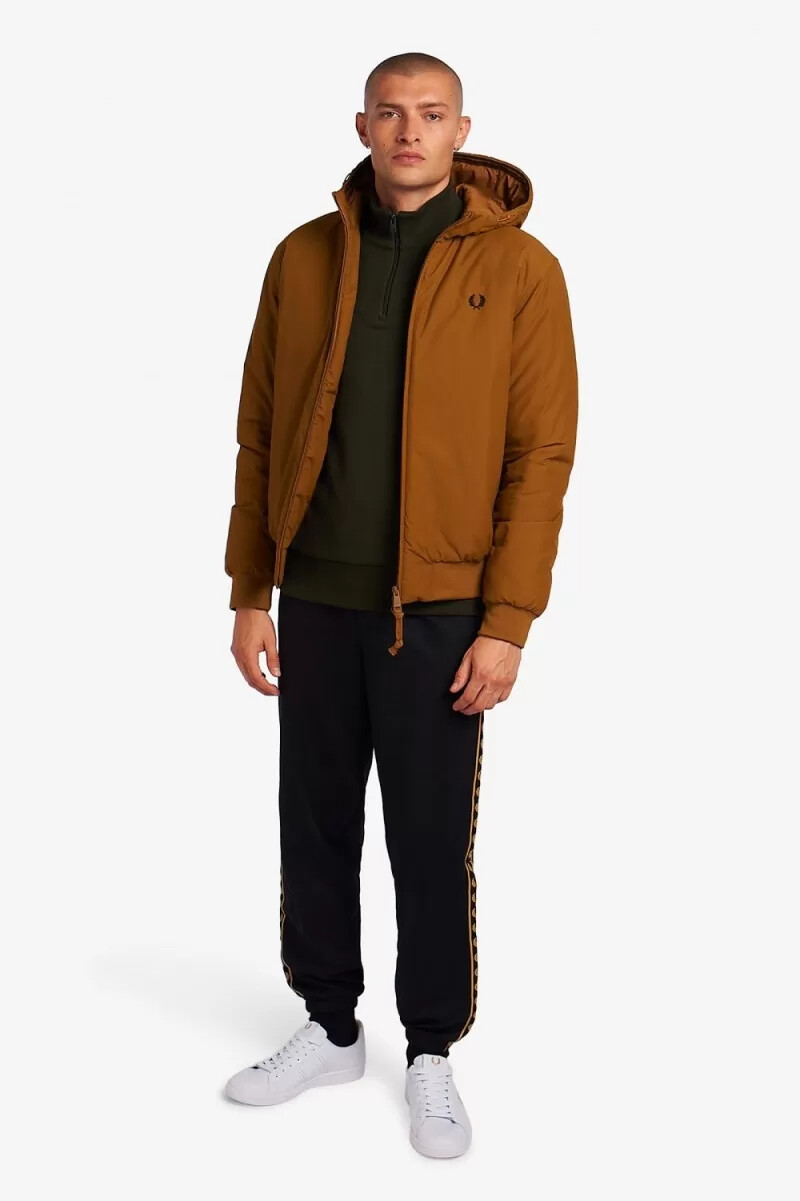 chaquetas fred perry acolchadas con capucha brentham para hombre color café oscuro