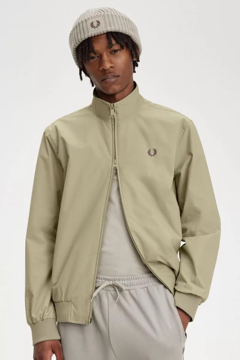 chaquetas fred perry brentham para hombre en gris cálido