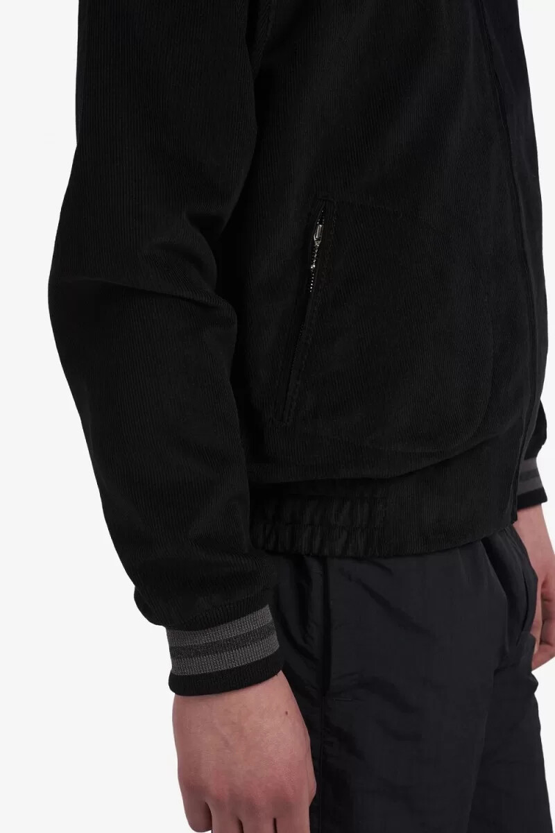 chaqueta bomber de tenis fred perry needlecord para hombre color negro