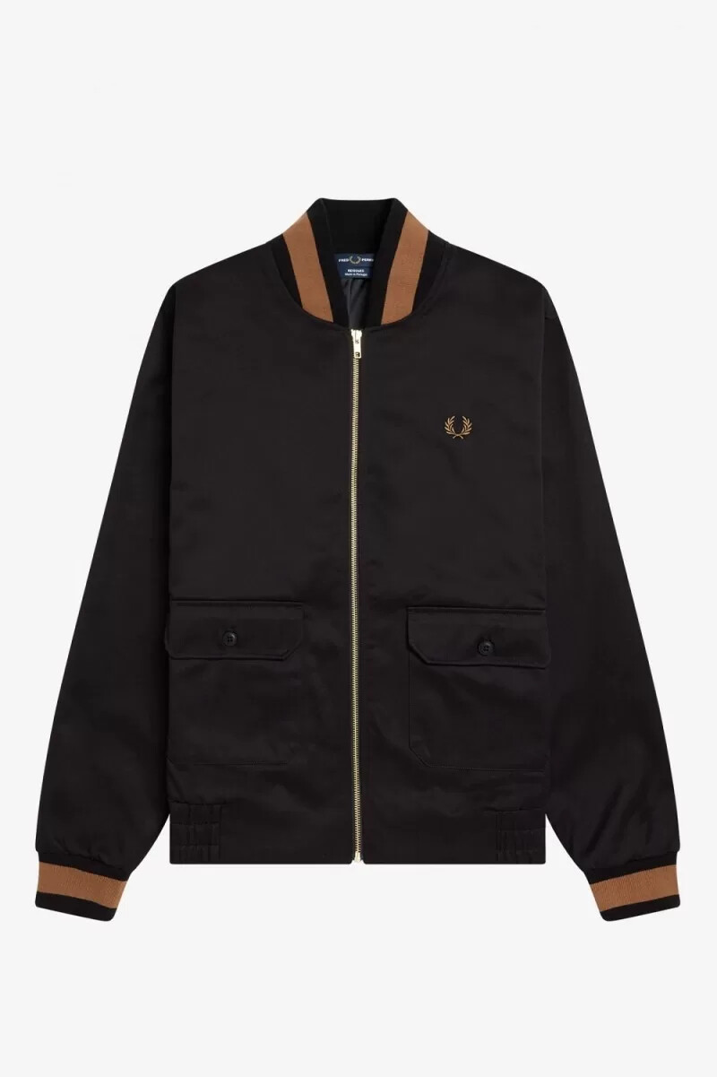 chaqueta bomber de tenis fred perry para hombre color negro
