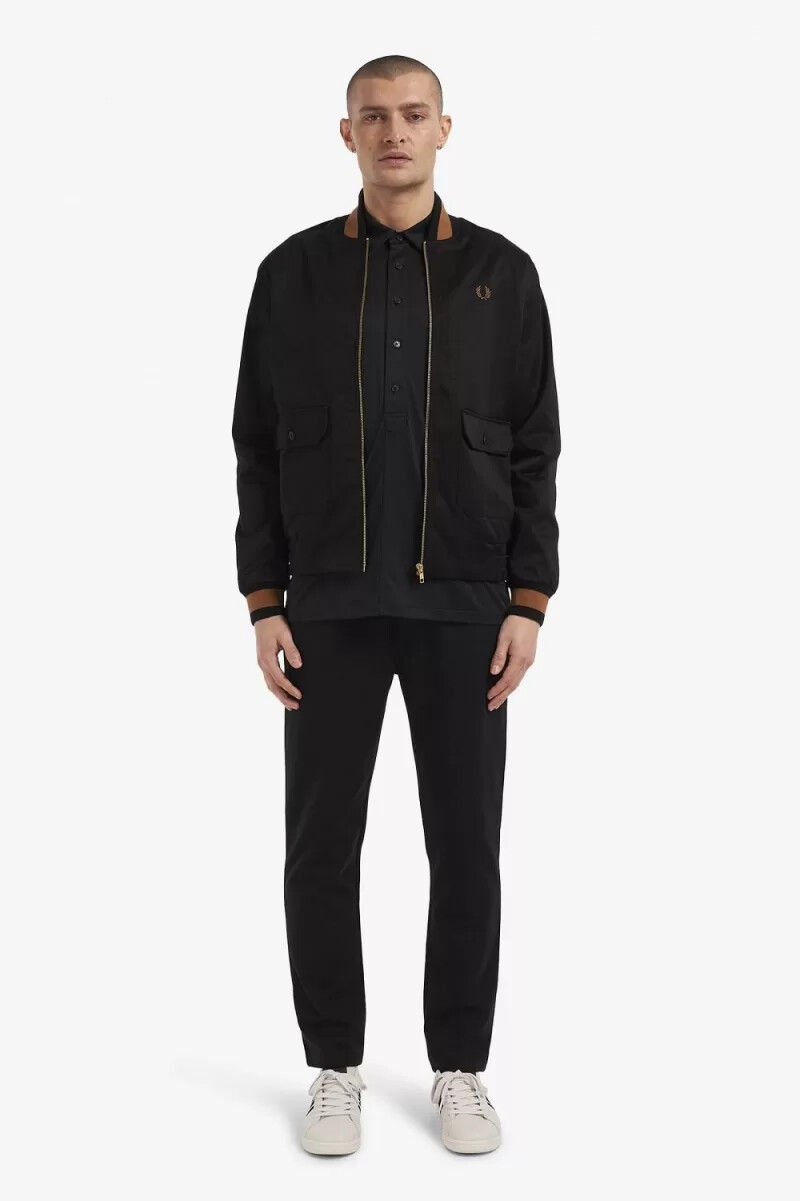 chaqueta bomber de tenis fred perry para hombre color negro