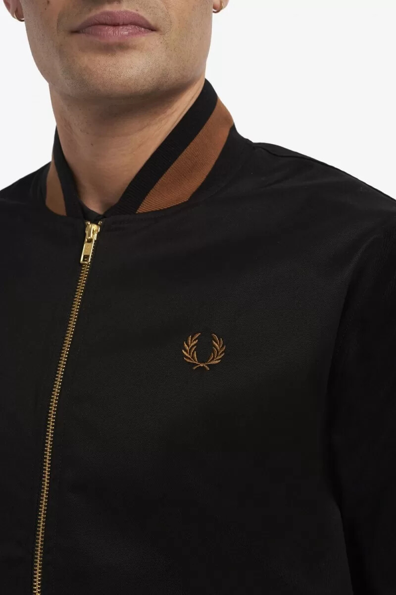 chaqueta bomber de tenis fred perry para hombre color negro