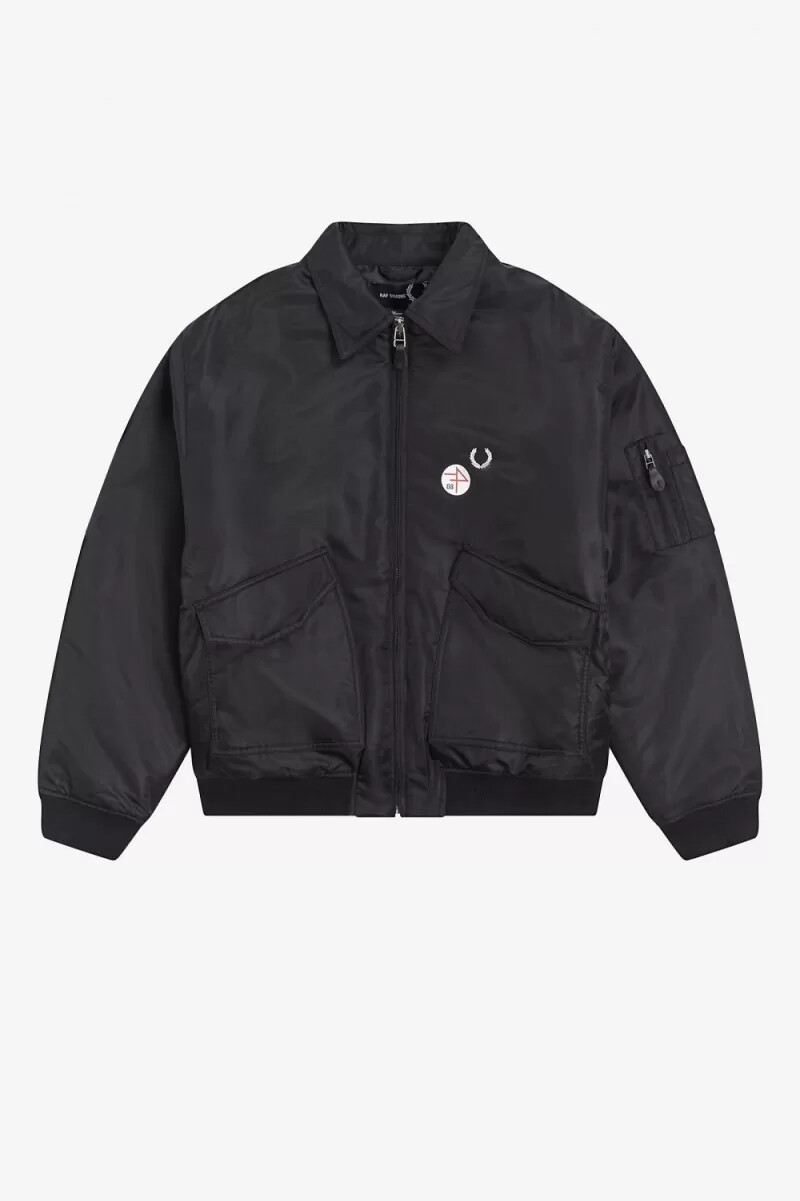 chaquetas de vuelo estampadas fred perry para hombre en negro