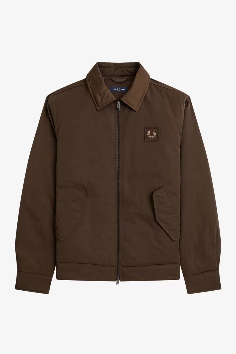 chaquetas acolchadas con cremallera de fred perry para hombre en color tabaco quemado