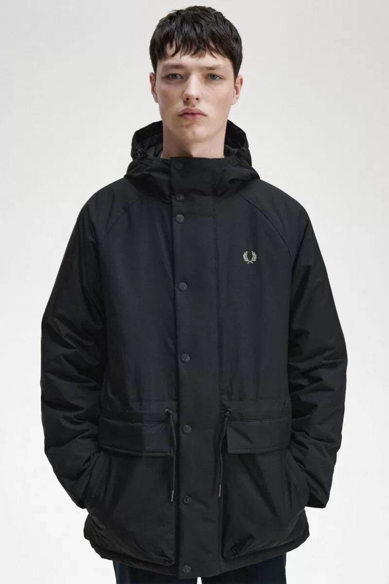 chaquetas fred perry acolchadas con cremallera para hombre color negro