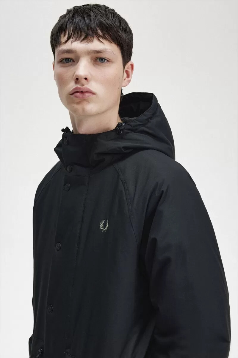 chaquetas fred perry acolchadas con cremallera para hombre color negro