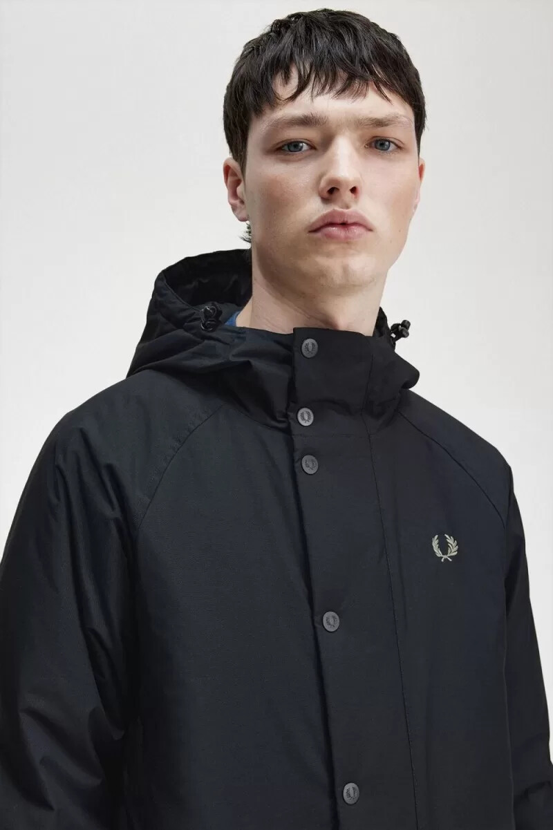chaquetas fred perry acolchadas con cremallera para hombre color negro