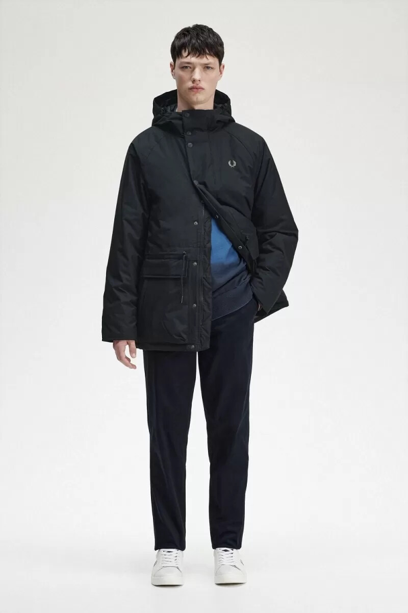 chaquetas fred perry acolchadas con cremallera para hombre color negro