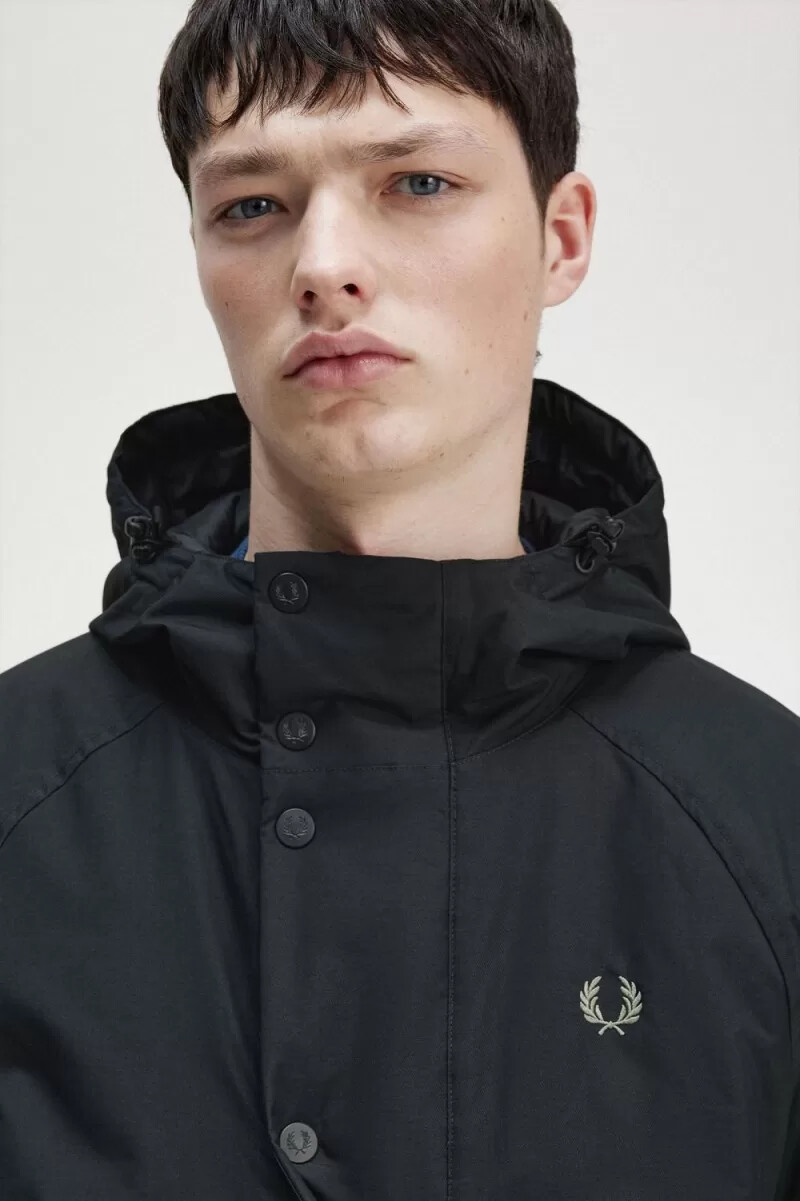 chaquetas fred perry acolchadas con cremallera para hombre color negro