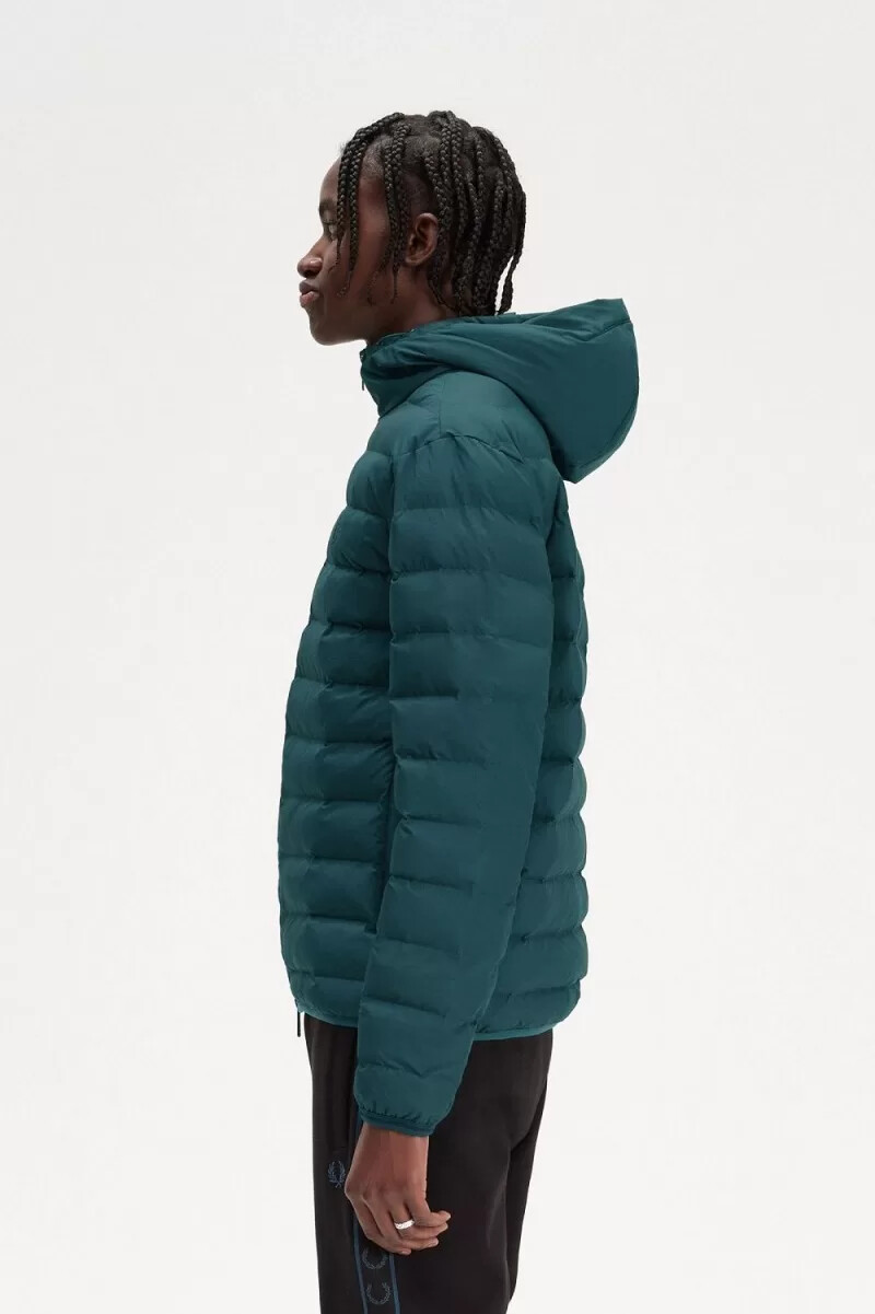 chaquetas fred perry con capucha y aislamiento para hombre color azul petróleo