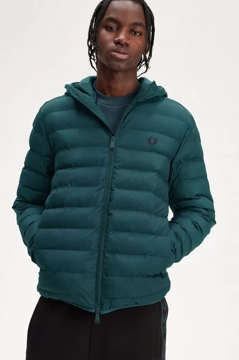 chaquetas fred perry con capucha y aislamiento para hombre color azul petróleo