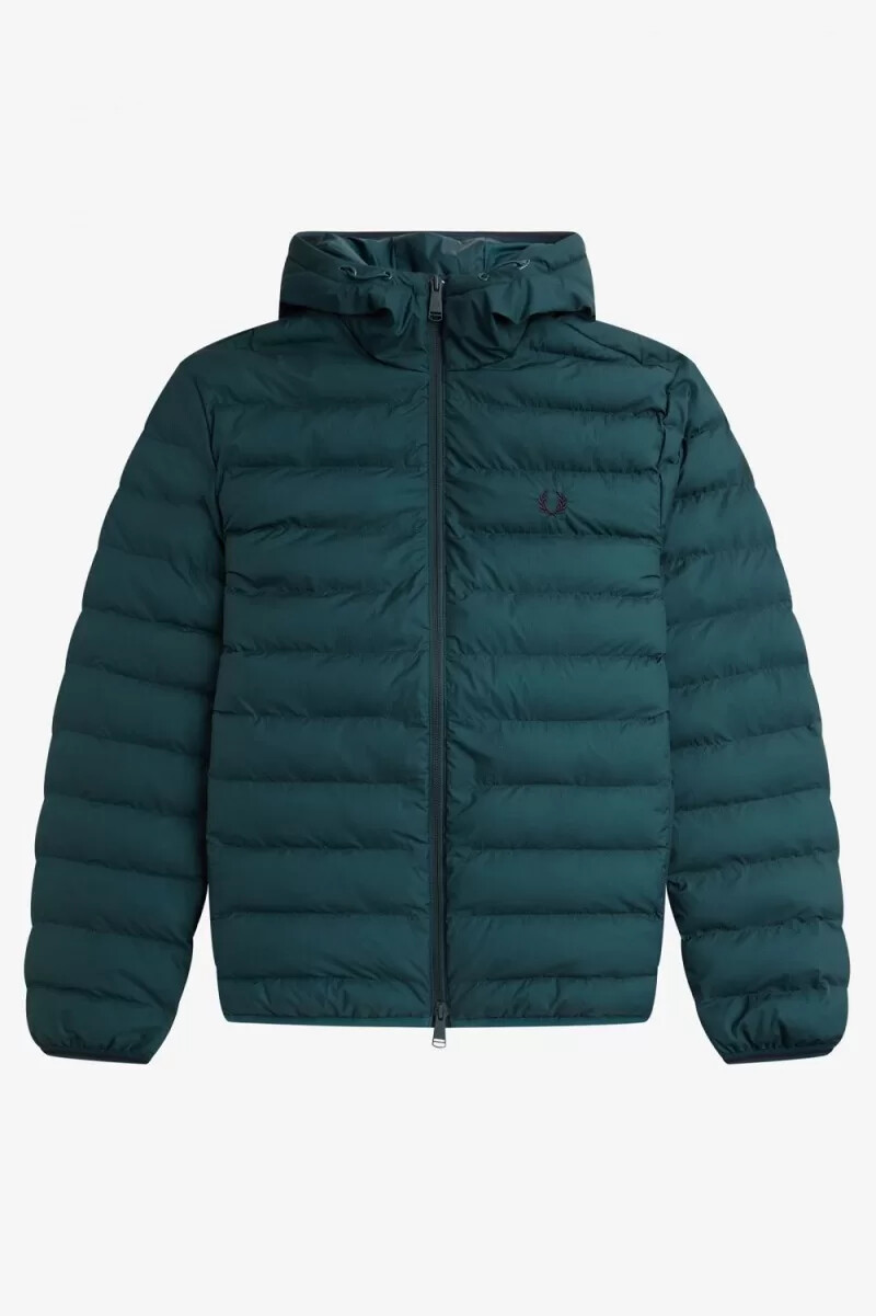 chaquetas fred perry con capucha y aislamiento para hombre color azul petróleo