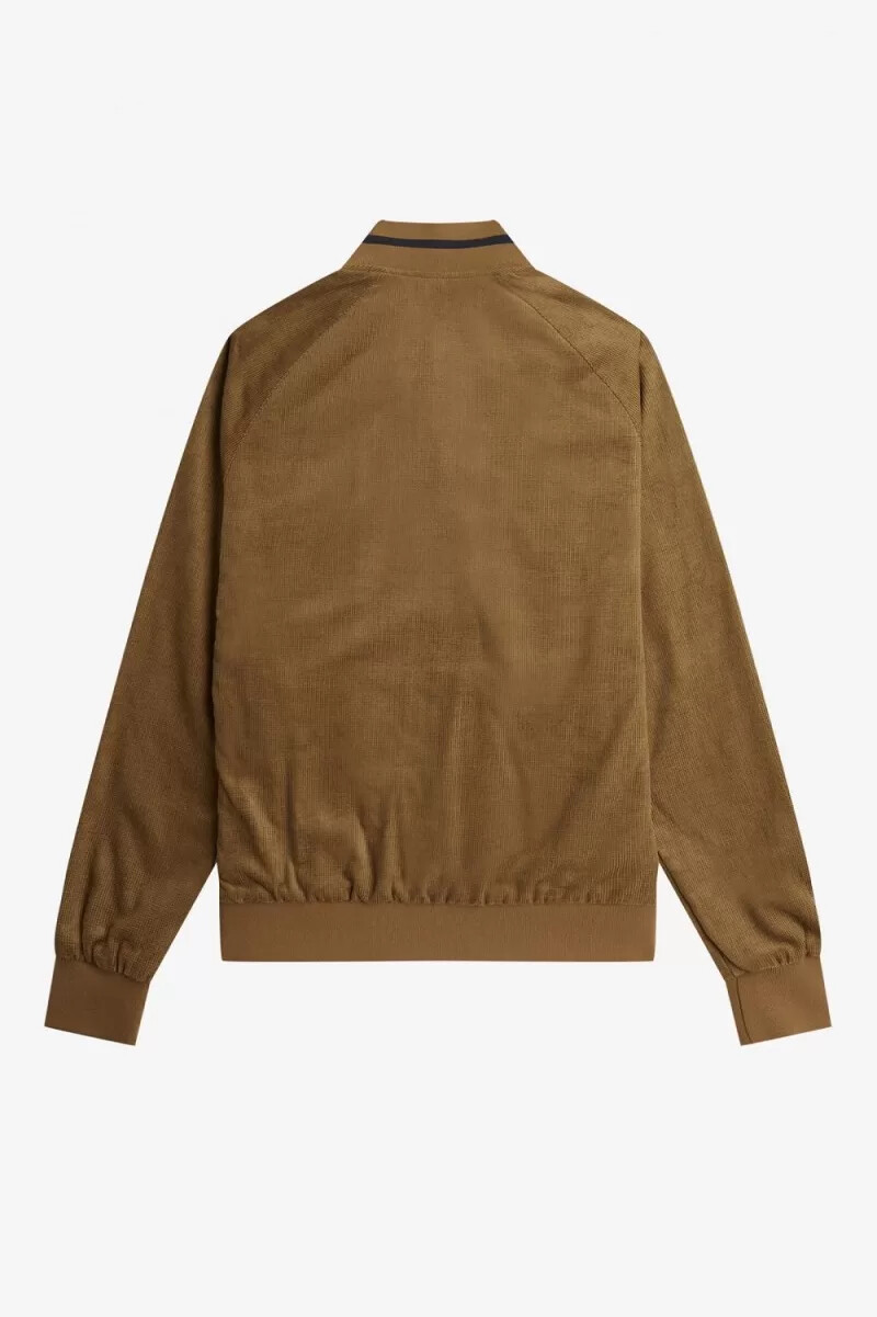 chaqueta bomber de tenis fred perry waffle cord para hombre color marrón