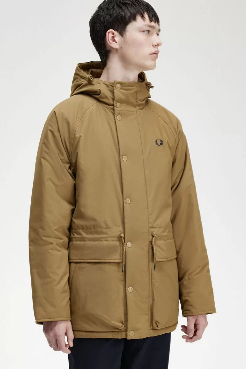 chaquetas fred perry acolchadas con cremallera para hombre color marrón