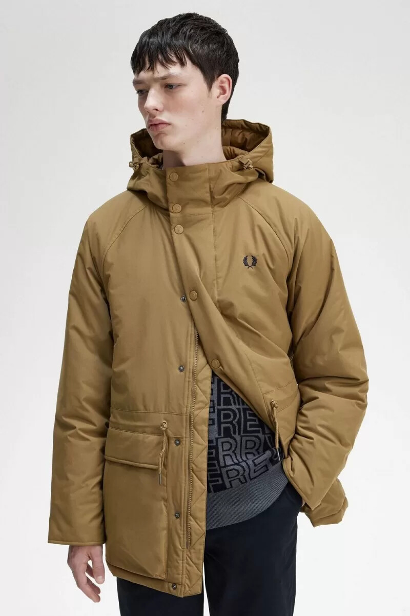 chaquetas fred perry acolchadas con cremallera para hombre color marrón