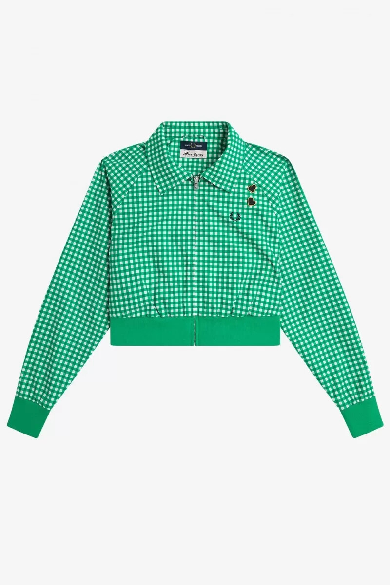 chaquetas de mujer con cuadros vichy bordados de fred perry en verde