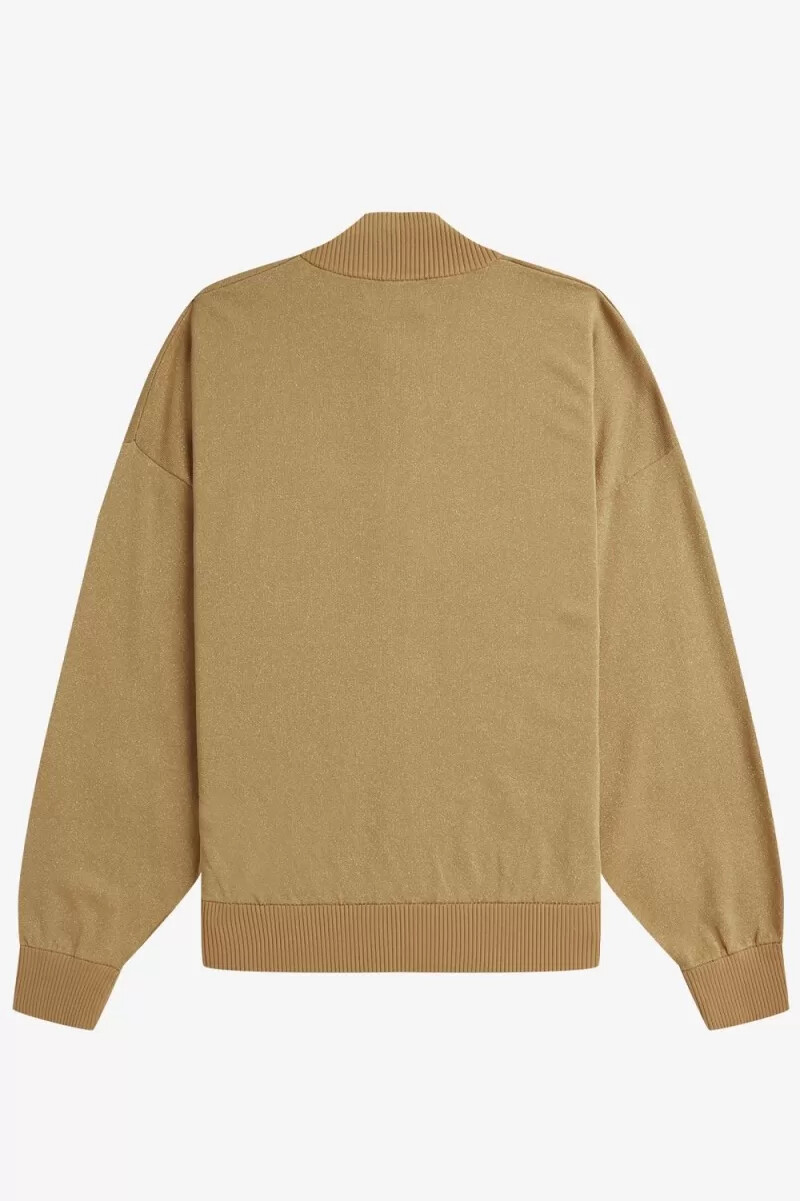 chaqueta bomber de punto metalizado fred perry para mujer color dorado 1964