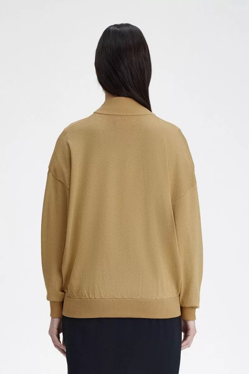 chaqueta bomber de punto metalizado fred perry para mujer color dorado 1964