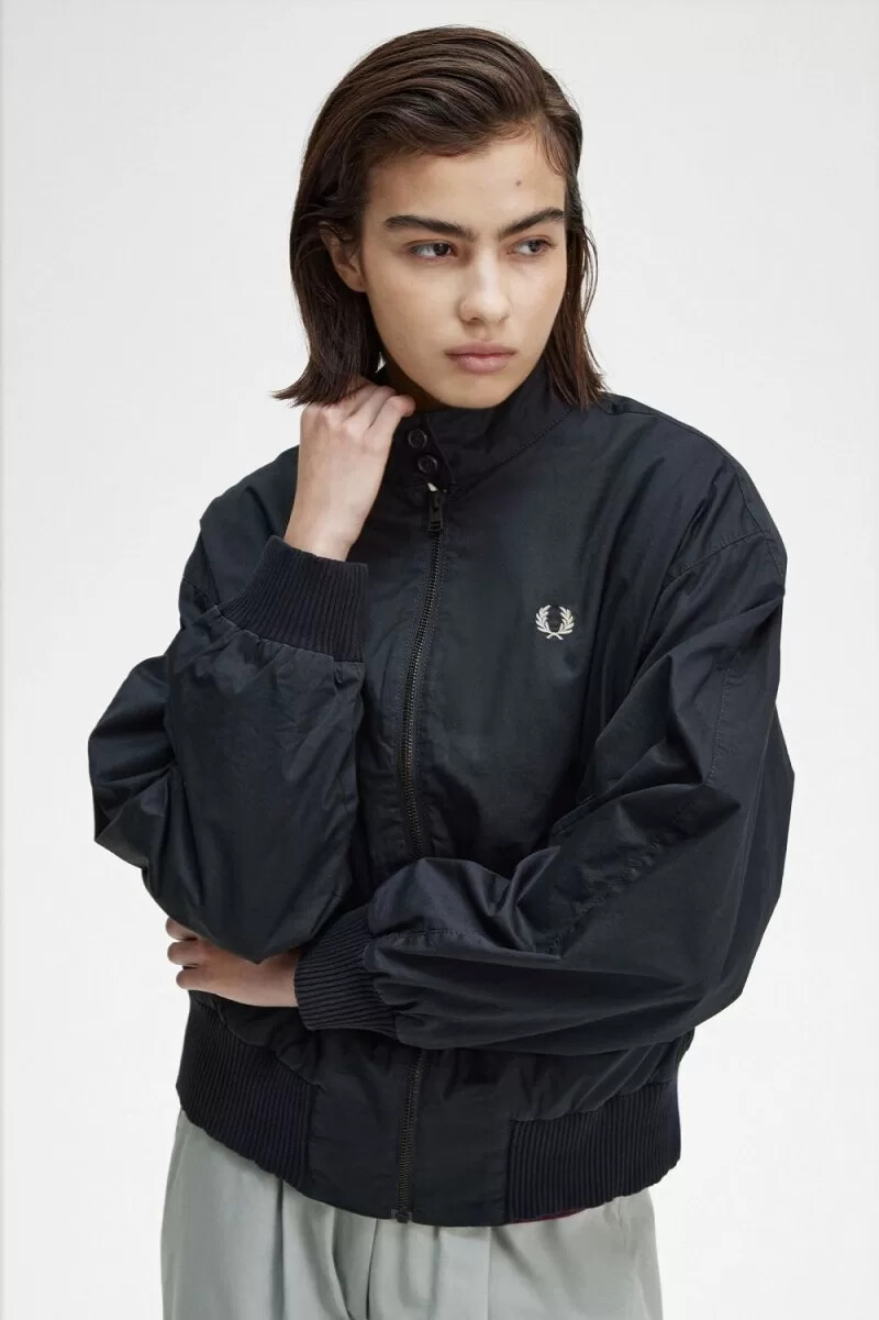 chaquetas fred perry batwing con cremallera para mujer color azul marino