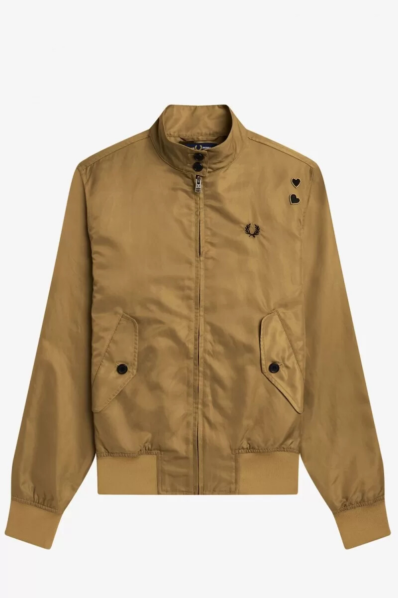 chaquetas fred perry con forro estampado y cremallera para mujer color verde