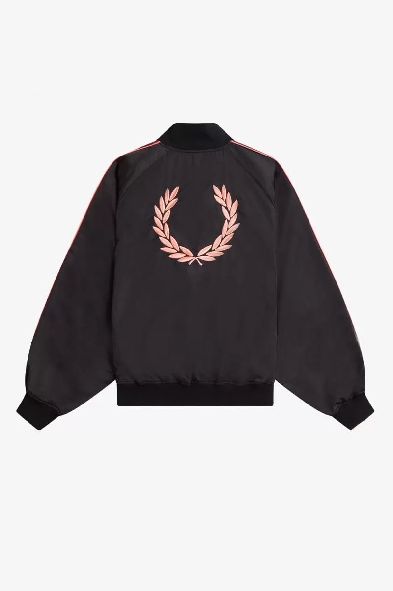 chaqueta bomber con forro estampado de fred perry para mujer color negro