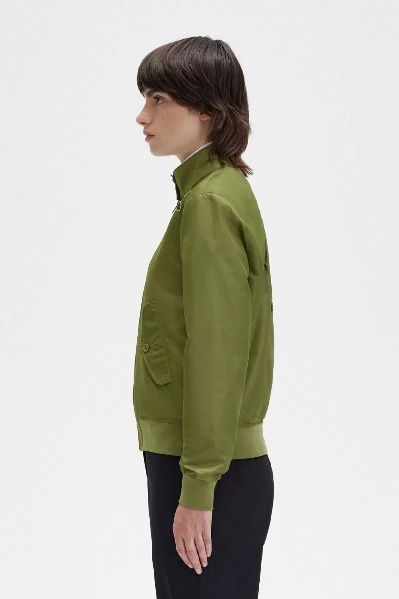 chaqueta fred perry con forro estampado y cremallera para mujer parka verde