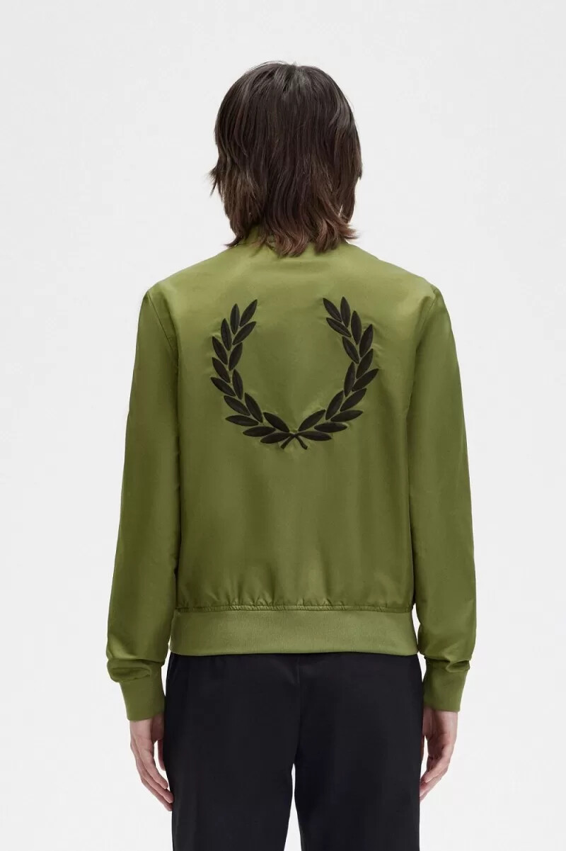chaqueta fred perry con forro estampado y cremallera para mujer parka verde