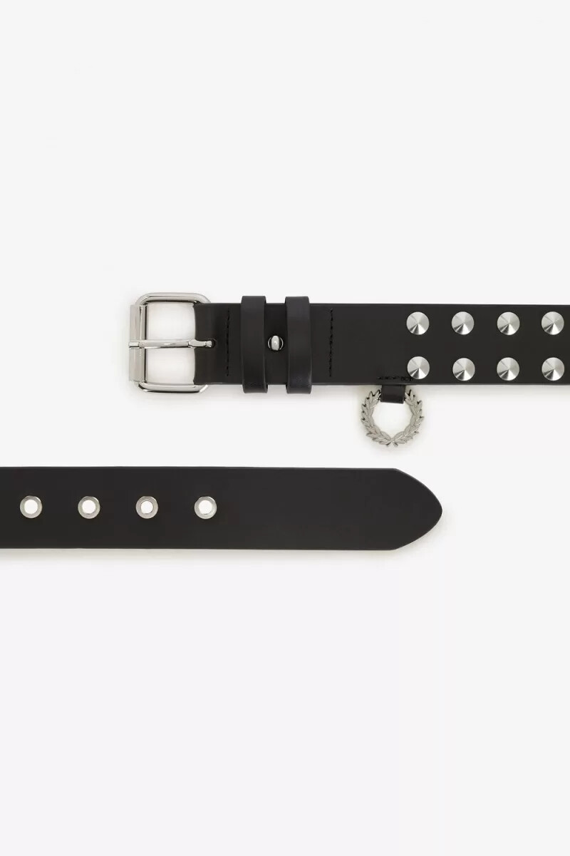 cinturones de cuero con tachuelas fred perry para hombre color negro