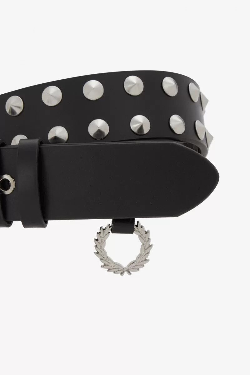 cinturones de cuero con tachuelas fred perry para hombre color negro