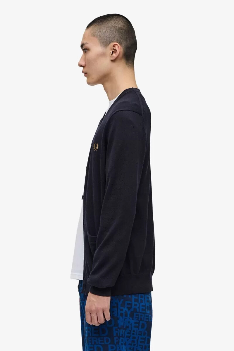 cárdigan clásico fred perry para hombre azul marino