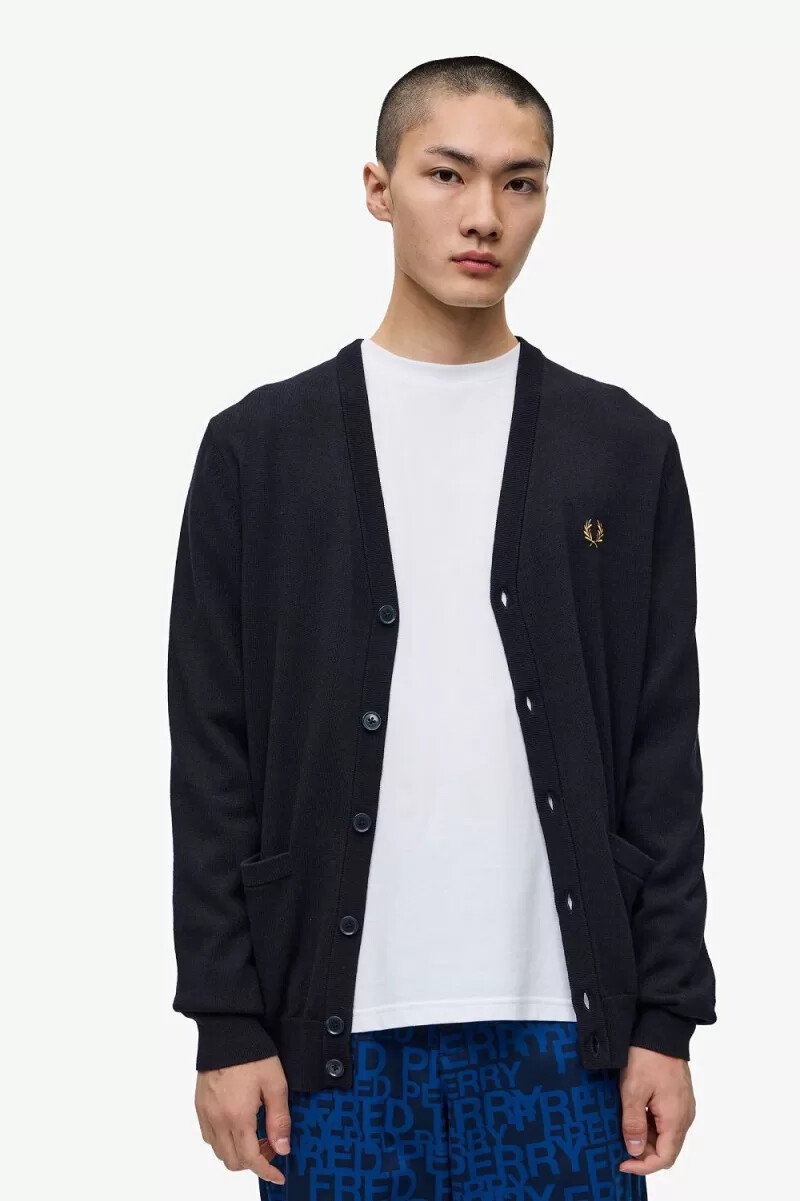 cárdigan clásico fred perry para hombre azul marino