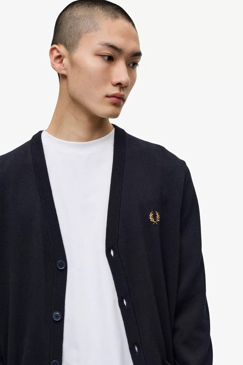 cárdigan clásico fred perry para hombre azul marino