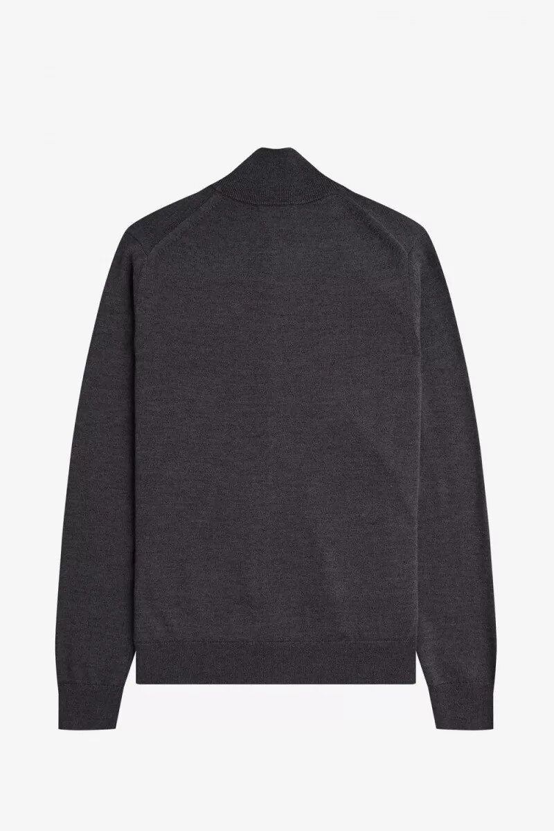 cárdigan clásico con cremallera para hombre de fred perry gris oscuro jaspeado