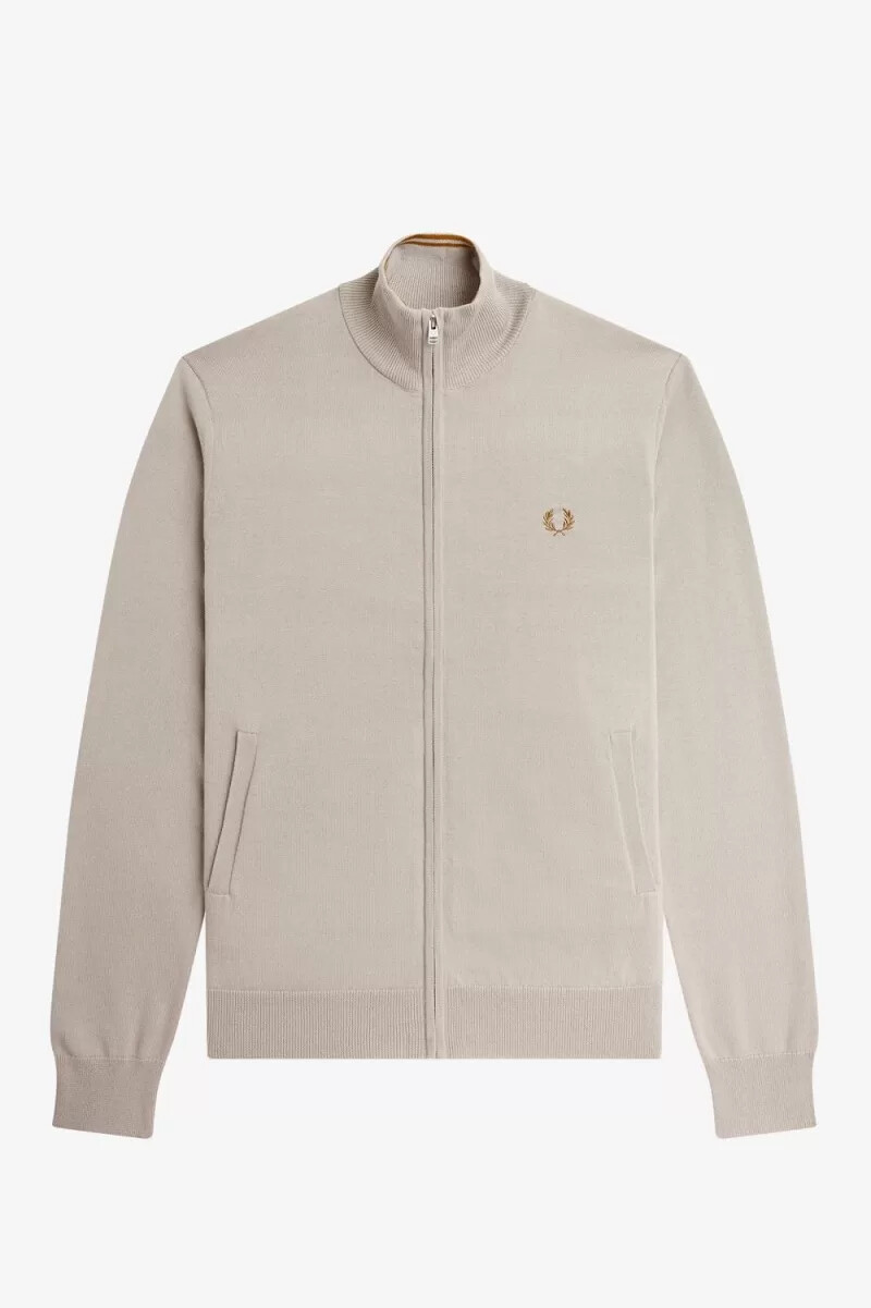cárdigan fred perry zip through para hombre en color avena oscuro