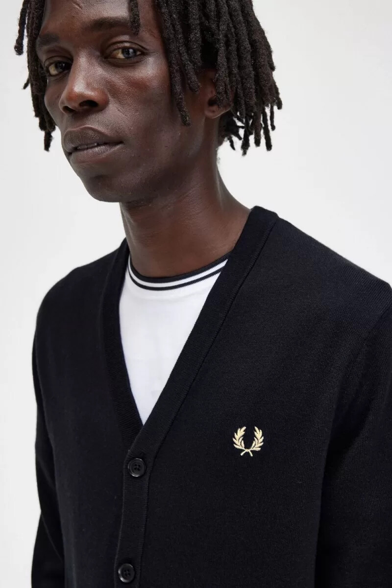 cárdigan clásico fred perry para hombre color negro